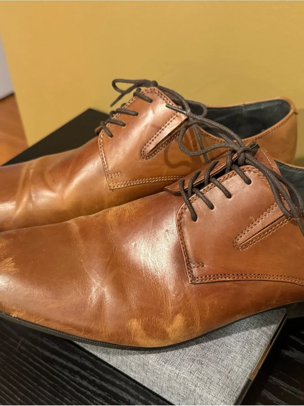 Kenneth Cole Men's Cognac Brown Leather Derby Shoes